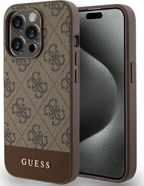 Guess Guess GUHCP15LG4GLBR iPhone 15 Pro 6.1" brązowy/brown hardcase 4G Stripe Collection