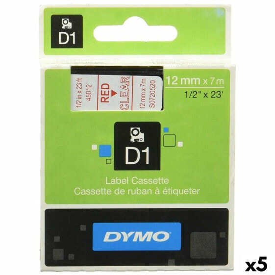 Ламинированная лента для фломастеров Dymo D1 45012 12 mm LabelManager™ Прозрачный Красный Чёрный (5 штук)