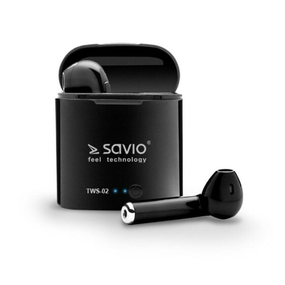 Bluetooth-наушники в ухо Savio TWS-02 Черный Графитный