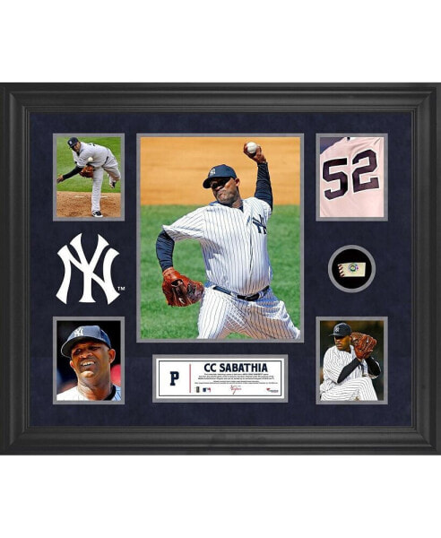 CC Sabathia New York Yankees Framed 5-Photo Collage with Piece of Game-Used Ball