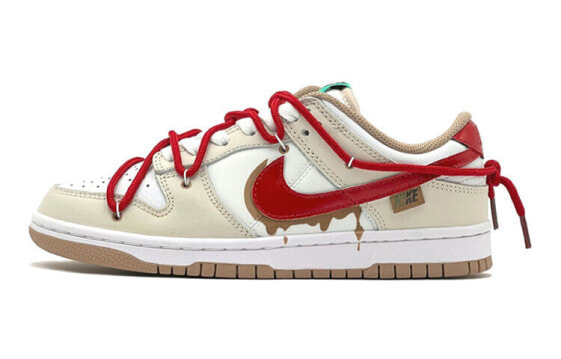 【定制球鞋】 Nike Dunk Low 改色定制 VIBE风 叠钩设计 经典 休闲 低帮 板鞋 GS 棕白红 / Кроссовки Nike Dunk Low DX6063-131