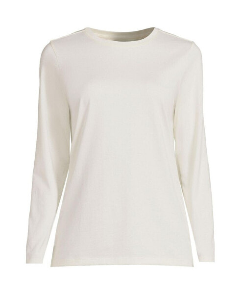 Petite Relaxed Supima Cotton Long Sleeve Crew Neck T-Shirt