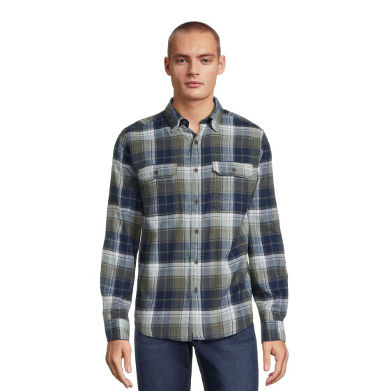 George Flannel Shirt Men's Size XS Blue Cove Plaid Cotton Blend Button-Up Collar