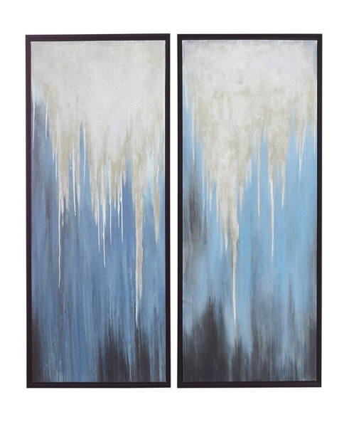 Canvas Abstract Framed Wall Art with Black Frame Set of 2, 24" x 48"