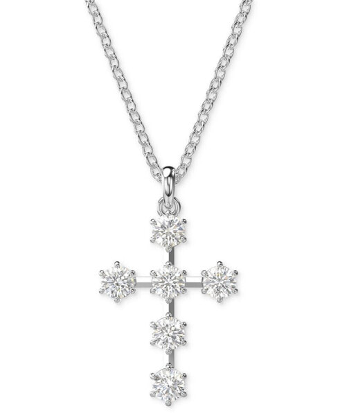 Silver-Tone Insigne Crystal Cross Pendant Necklace, 15" + 2-3/4" extender