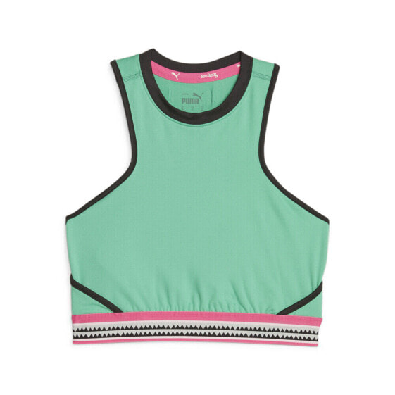 Puma Lemlem X Cropped Crew Neck Tank Top Womens Green Casual Athletic 52396036