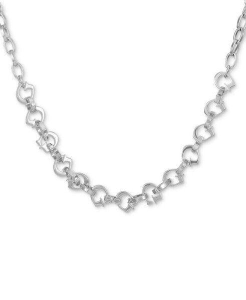 GUESS silver-Tone Alternating G Link Collar Necklace, 16" + 2" extender