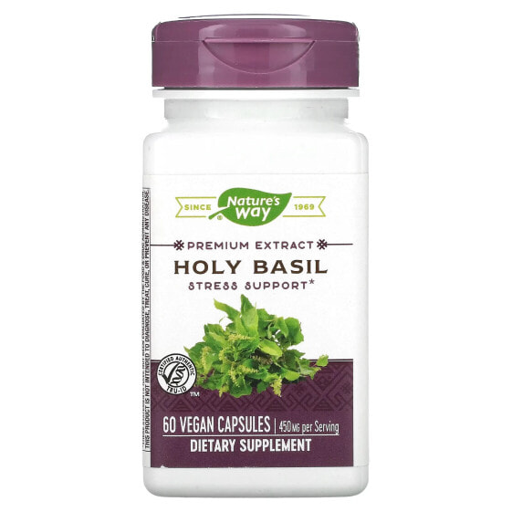 Травяные капсулы Holy Basil, 450 мг, 60 шт, NATURE'S WAY