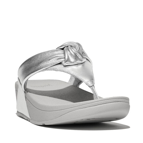 Women's Lulu Padded-Knot Metallic-Leather Toe-Post Sandals