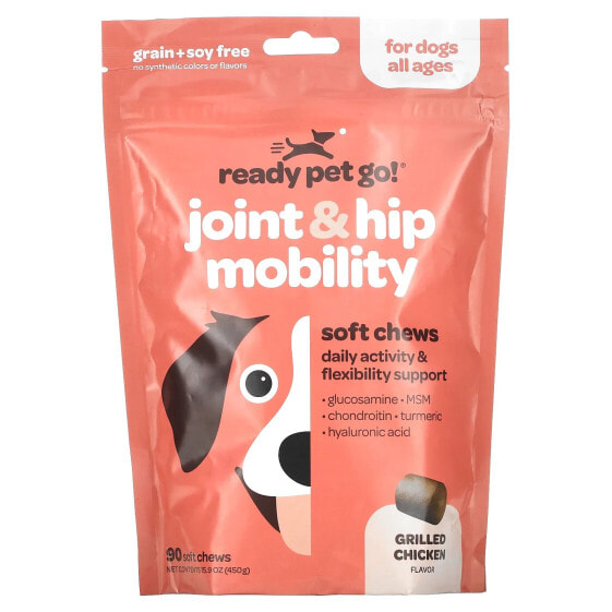 Добавка для собак Витамины и добавки Ready Pet Go! Joint & Hip Mobility, для всех возрастов, курица на гриле, 90 мягких лакомств, 450 г.