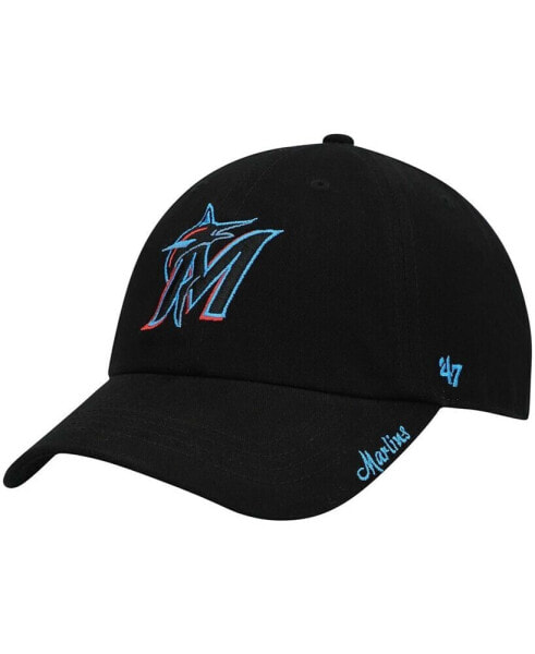 Women's Black Miami Marlins Team Miata Clean Up Adjustable Hat