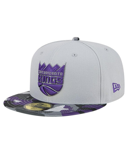 Men's Gray Sacramento Kings Active Color Camo Visor 59Fifty Fitted Hat
