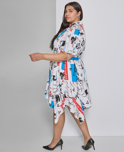 Платье женское KARL LAGERFELD PARIS plus Size Logo Button-Front Dress, Created for Macy's