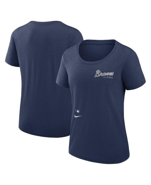 Women's Navy Atlanta Braves Authentic Collection Performance Scoop Neck T-Shirt