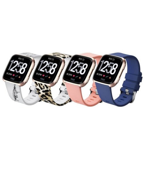 Unisex Fitbit Versa Assorted Silicone Watch Replacement Bands - Pack of 4