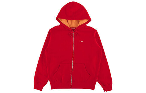 Supreme SS18 Contrast Zip Up Hooded Sweatshirt Red 刺绣小标拉链卫衣外套 男女同款 红色 送礼推荐 / Кофта Supreme SS18 Contrast SUP-SS18-742