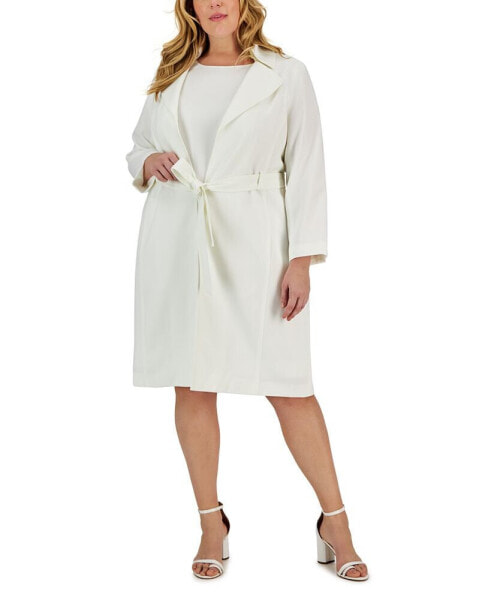 Plus Size Belted Trench Jacket and Sheath Dress