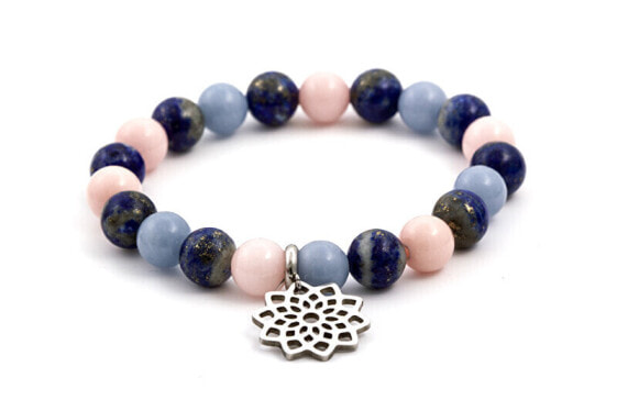 Bead bracelet made of jade, lapis lazuli and angelite MINK70 / 17