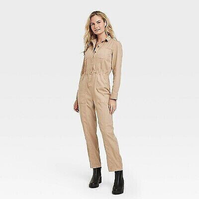 Women's Button-Front Coveralls - Universal Thread Tan 2