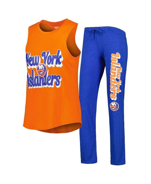 Women's Heather Orange, Heather Royal New York Islanders Meter Muscle Tank Top and Pants Sleep Set