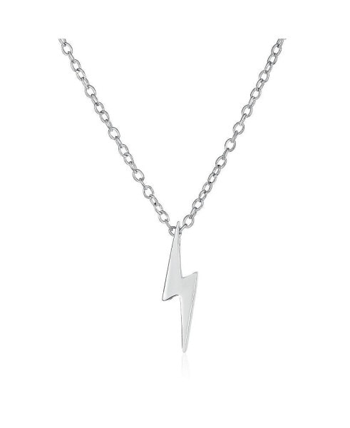 Delicate Minimalist Geometric Zig Zag Flash Lightning Bolt Pendant Necklace For Women .925 Sterling Silver