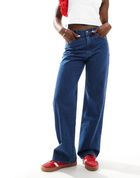 Abercrombie & Fitch high rise 90s relaxed jean in striped blue