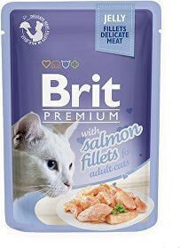 Влажный корм Brit для взрослых кошек с филе лосося в желе, 85 г