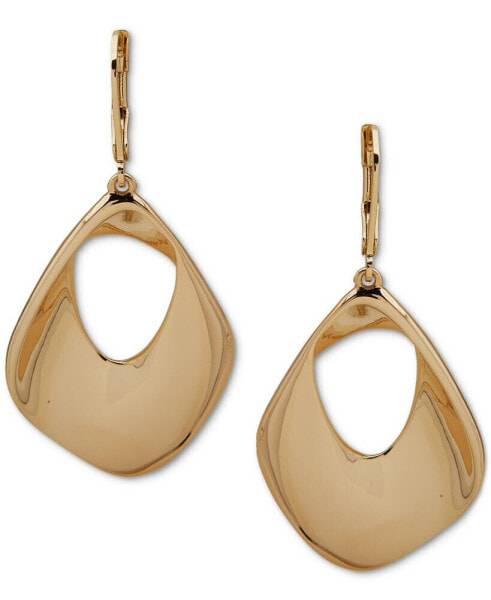 Gold-Tone Structural Open Drop Earrings