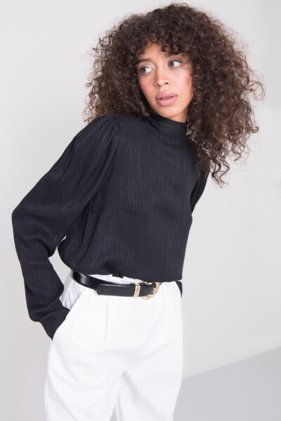 Женская блузка с объемным длинным рукавом черная Factory Price