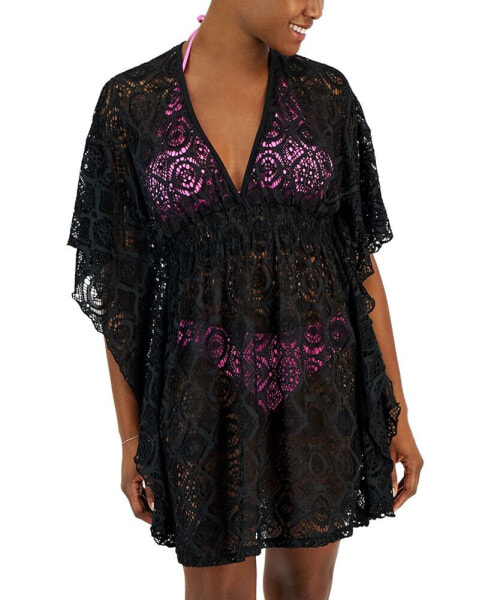 Women's Plunge-Neck Lace Kimono Cover-Up, Created for Macy's