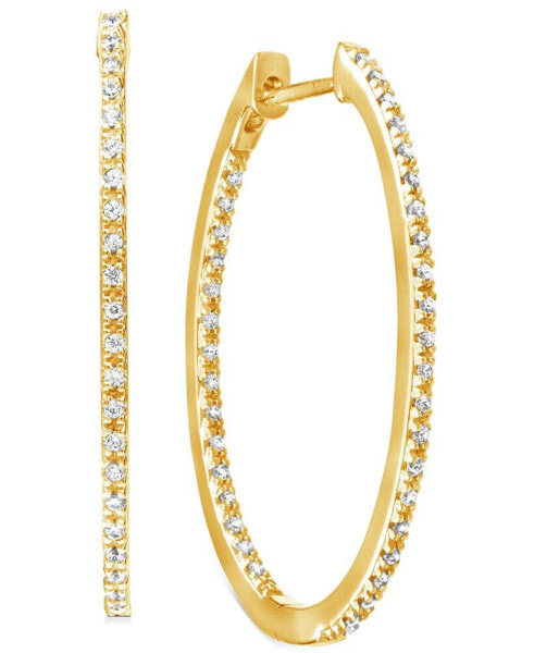 Серьги Macy's Diamond Hoop  Gold-Plated Silver