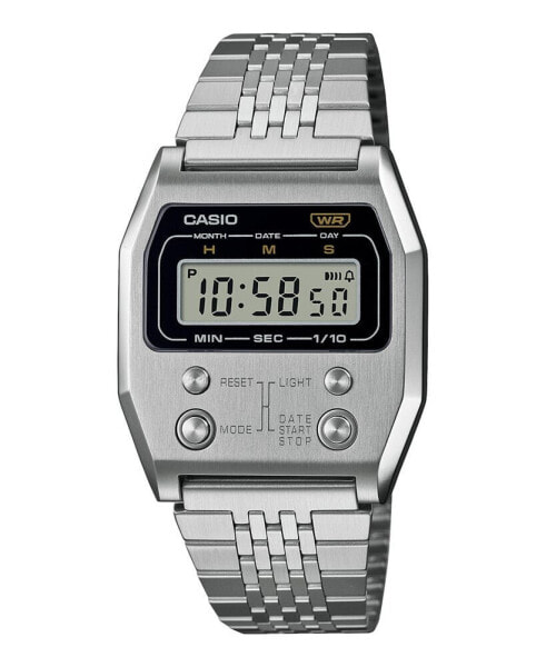 Unisex Digital Silver-Tone Stainless Steel Watch, 35mm, A1100D-1VT