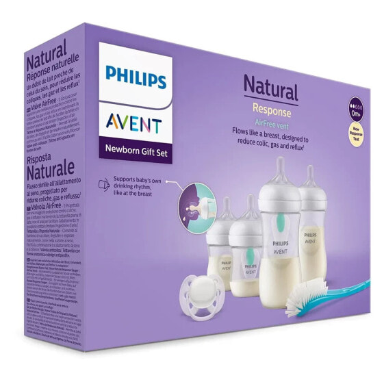 PHILIPS AVENT Natural Response Airfree Pack: 2 Bottles With Airfree System 125ml + 2 Bottles With Airfree System 260ml + 1 Bottle Cleaning Brush + 1 Ultra Soft Pacifier