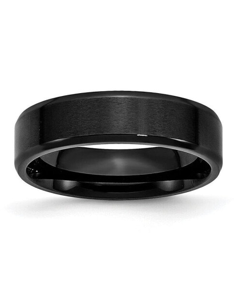 Stainless Steel Brushed Black IP-plated 6mm Edge Band Ring