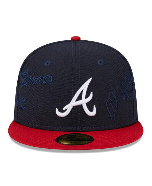 Men's Navy/Red Atlanta Braves Multi Logo 59FIFTY Fitted Hat