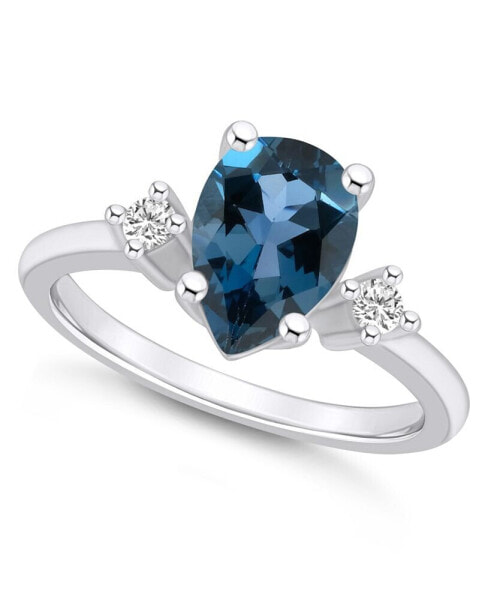 London Blue Topaz and Diamond Ring (2-1/2 ct.t.w and 1/10 ct.t.w) 14K White Gold