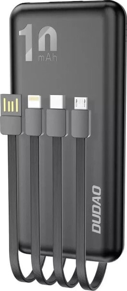 Powerbank Dudao Dudao K6Pro uniwersalny powerbank 10000mAh z kablem USB, USB Typ C, Lightning czarny (K6Pro-black)