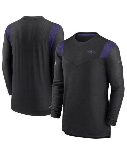 Men's Black Baltimore Ravens Sideline Tonal Logo Performance Player Long Sleeve T-shirt