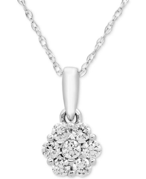 Macy's diamond Cluster 18" Pendant Necklace (1/5 ct. t.w.) in 14k White Gold
