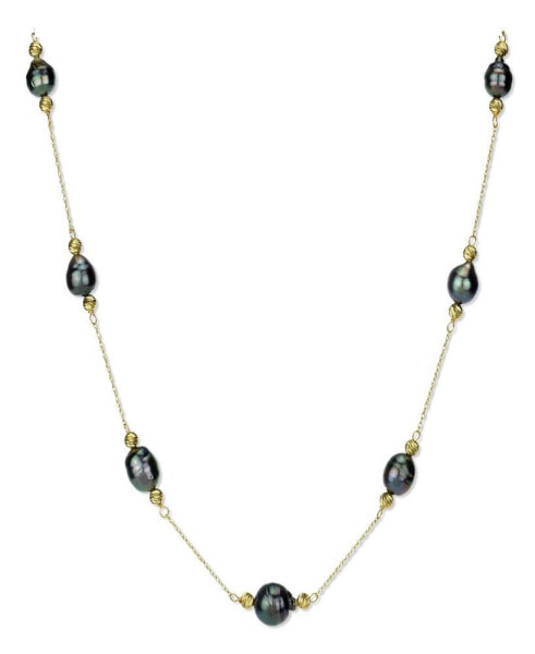 Black Tahitian Pearl (8-9mm) Necklace in 14k White or Yellow Gold