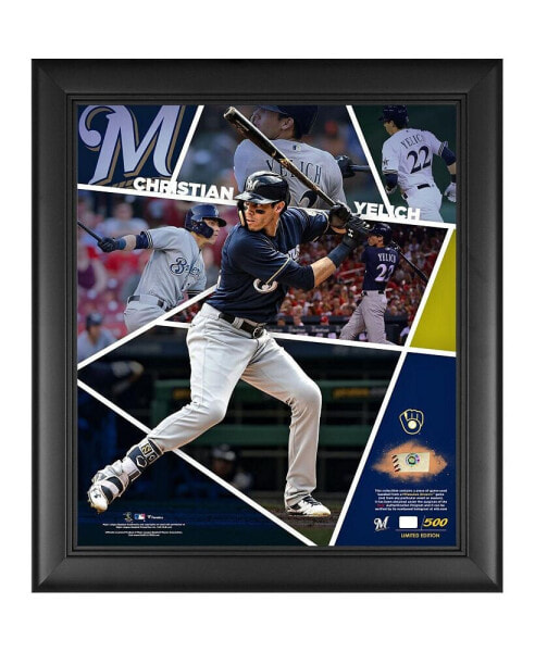 Christian Yelich Milwaukee Brewers Framed 15" x 17" Impact Player Collage with a Piece of Game-Used Baseball - Limited Edition of 500