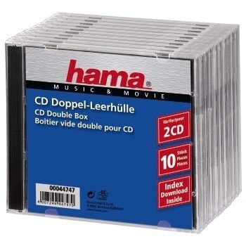 Hama CD Double Jewel Case Standard, Pack 10, 2 discs, Transparent