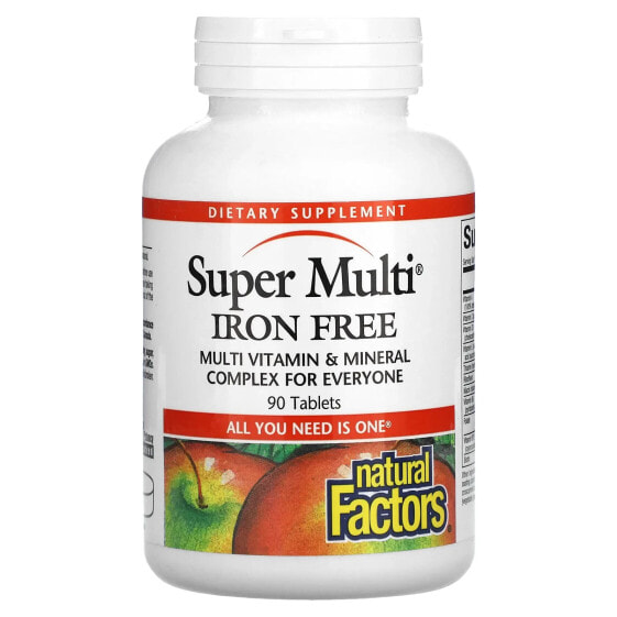 Витаминно-минеральный комплекс Natural Factors Super Multi, без железа, 90 таблеток