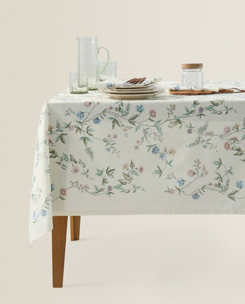 Floral print cotton tablecloth