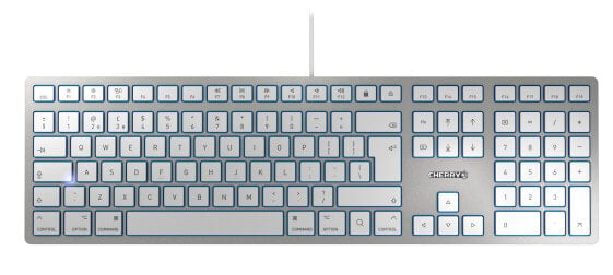 Cherry KC 6000 SLIM FOR MAC Corded Keyboard, Silver/White, USB (QWERTY - UK), Full-size (100%), USB, QWERTY, Silver