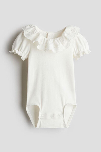 Cotton Bodysuit with Flounce Collar