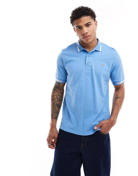 Farah tipped polo shirt in blue