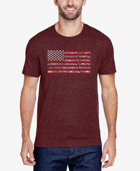 Men's Premium Blend Word Art American Flag Fireworks T-shirt