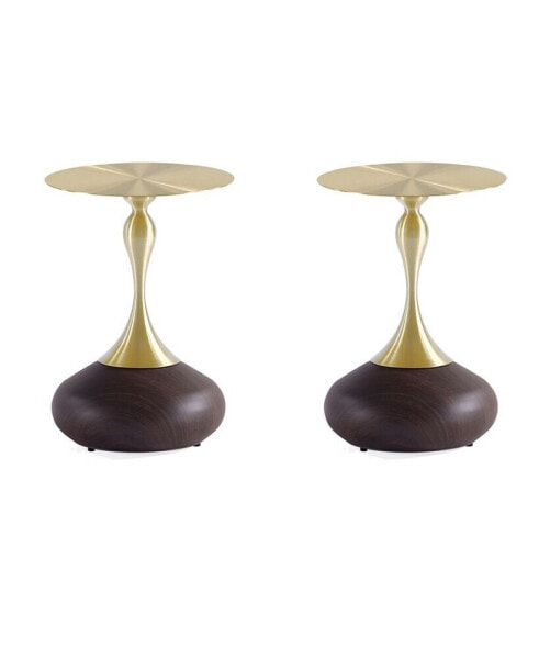 Patching 15.75" Wide 2-Piece Stainless Steel Gold-Tone Tabletop End Table Set
