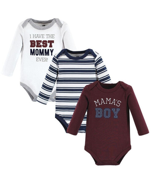 Baby Boys Cotton Long-Sleeve Bodysuits, Mamas 3-Pack